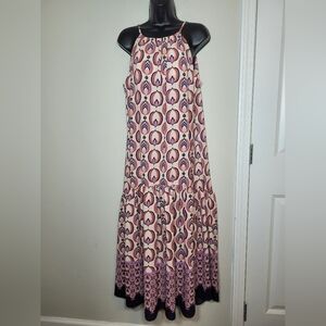 Maison Tara Peacock Geometric Abstract Maxi Dress sz 10